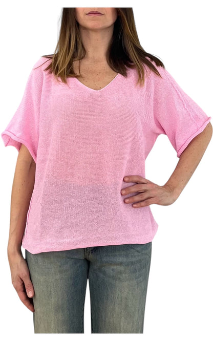 Initial - Maglia scollo v - Rosa