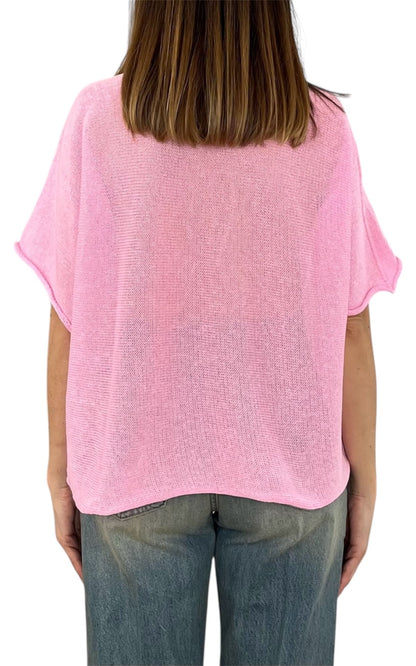 Initial - Maglia scollo v - Rosa
