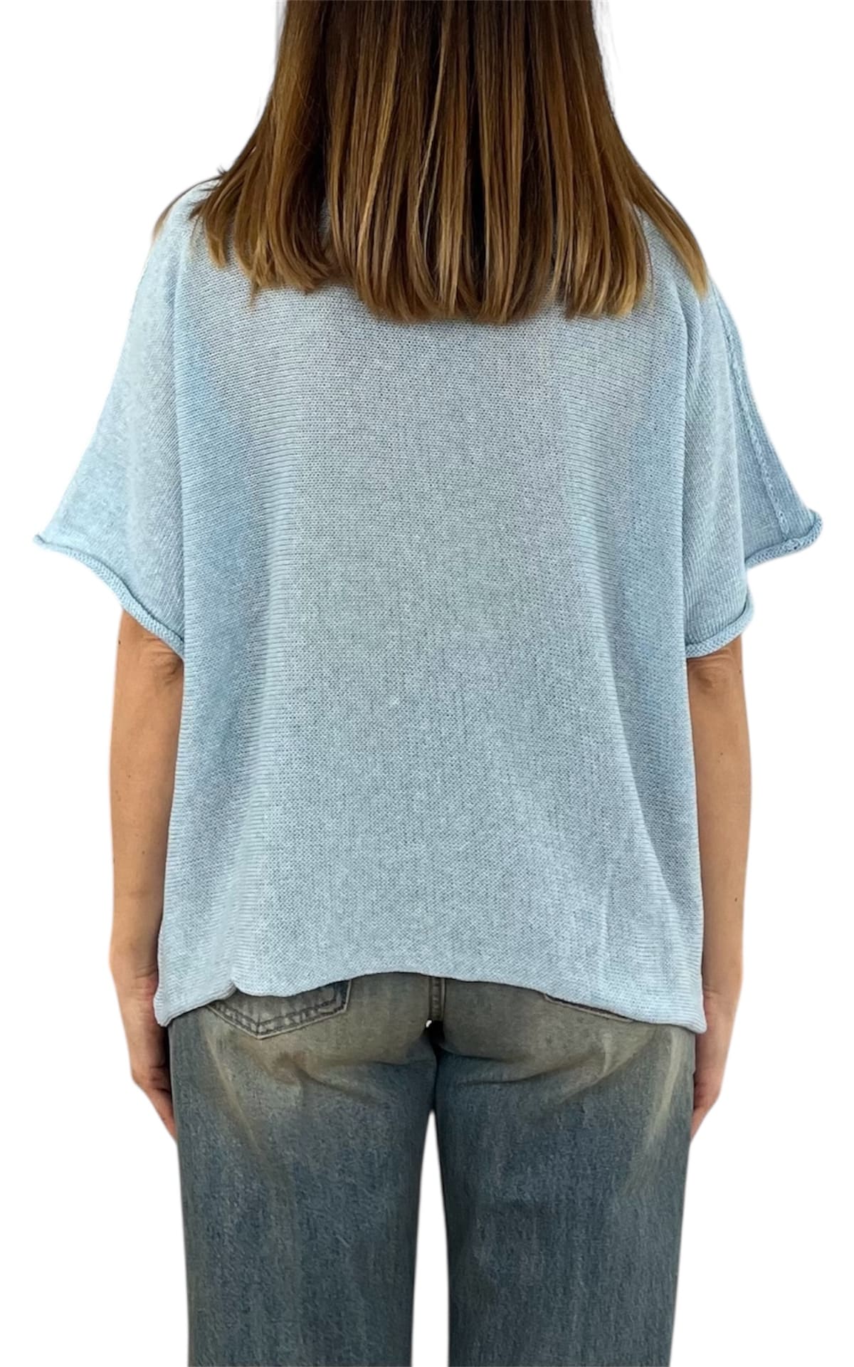 Initial - Maglia scollo v - Celeste