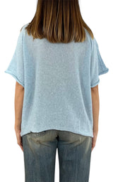 Initial - Maglia scollo v - Celeste