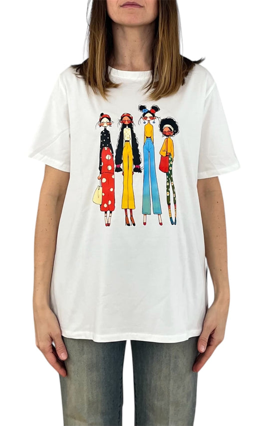 Civico 1 - T-shirt Bambole occhiali - Bianco
