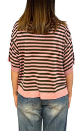 Off-on - Maglia riga - Verde/Rosa