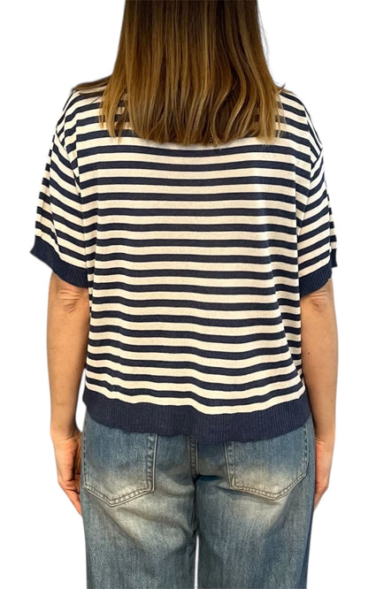 Off-on - Maglia riga - Bianco/Blu