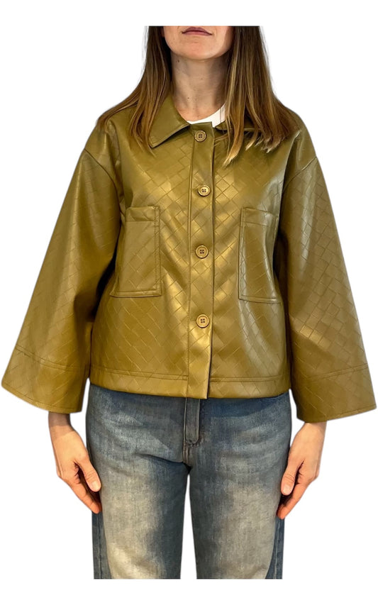 Off-on - Giacca ecopelle intreccio - Olio