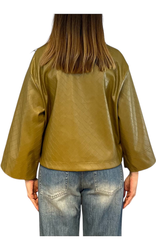 Off-on - Giacca ecopelle intreccio - Olio