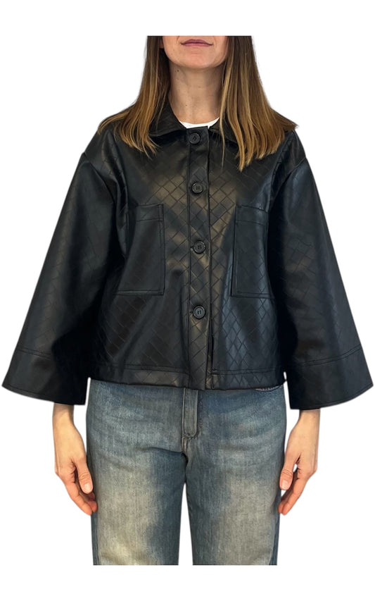 Off-on - Giacca ecopelle intreccio - Nero