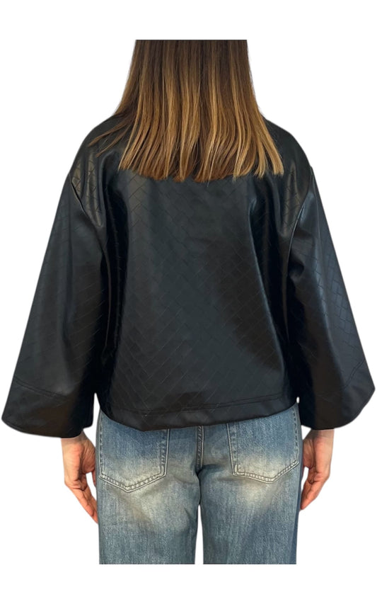 Off-on - Giacca ecopelle intreccio - Nero