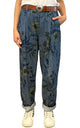 Off-on - Pantalone boyfriend fiore - Denim