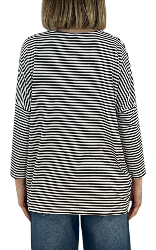 Initial - t-shirt over a righe - Nero