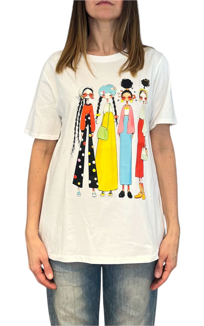 Civico 1 - T-shirt Bambole trecce- Bianco