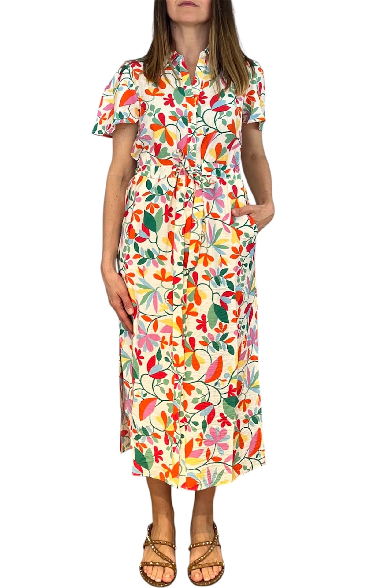 Compañia Fantastica - Abito stampa fiori loto - Burro