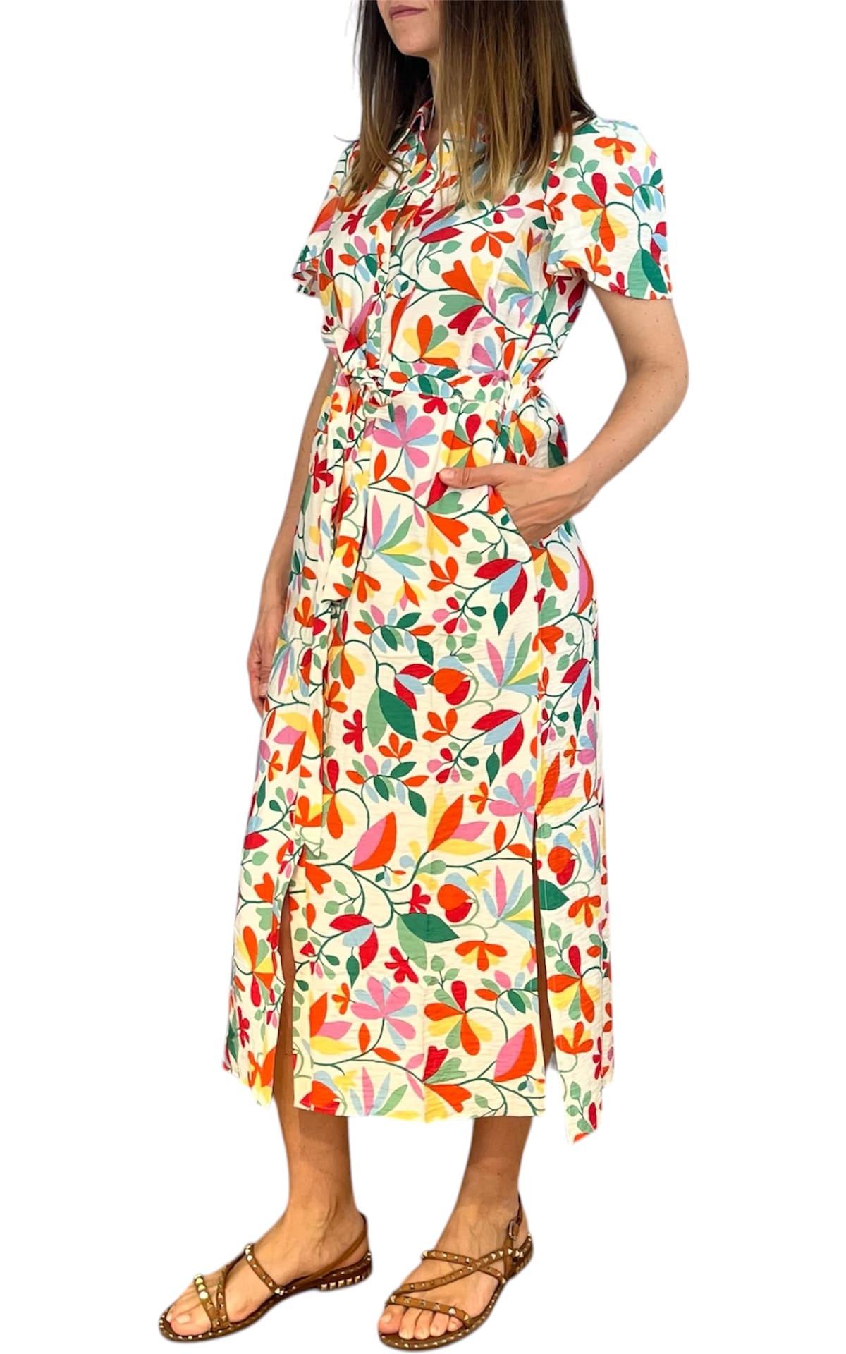 Compañia Fantastica - Abito stampa fiori loto - Burro