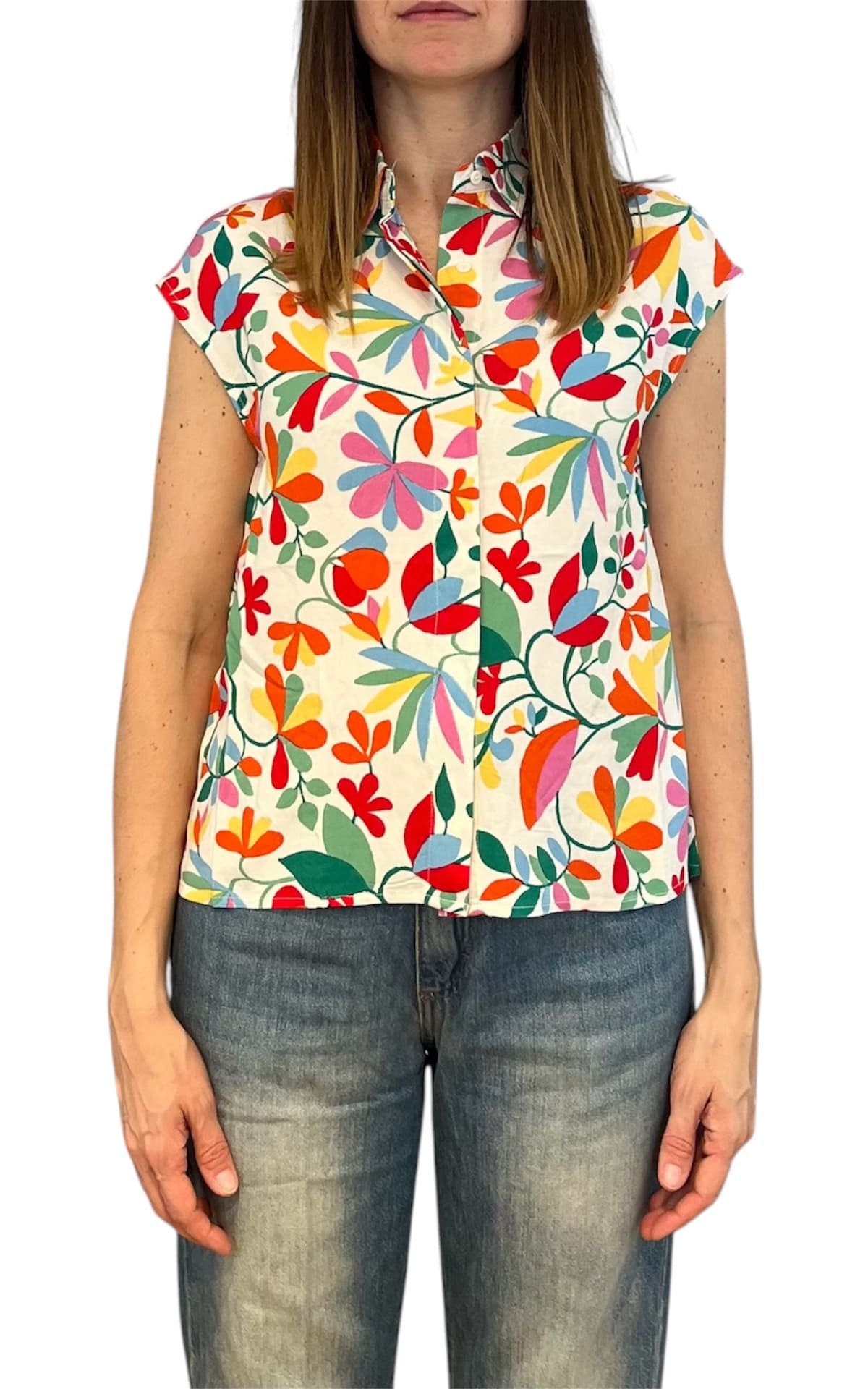 Compañia Fantastica - Camicia stampa fiori loto - Burro