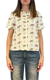 Compañia Fantastica - Camicia stampa elefanti - Bianco