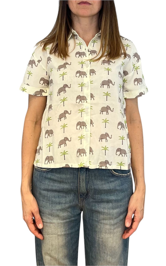 Compañia Fantastica - Camicia stampa elefanti - Bianco