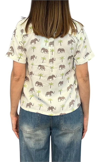 Compañia Fantastica - Camicia stampa elefanti - Bianco