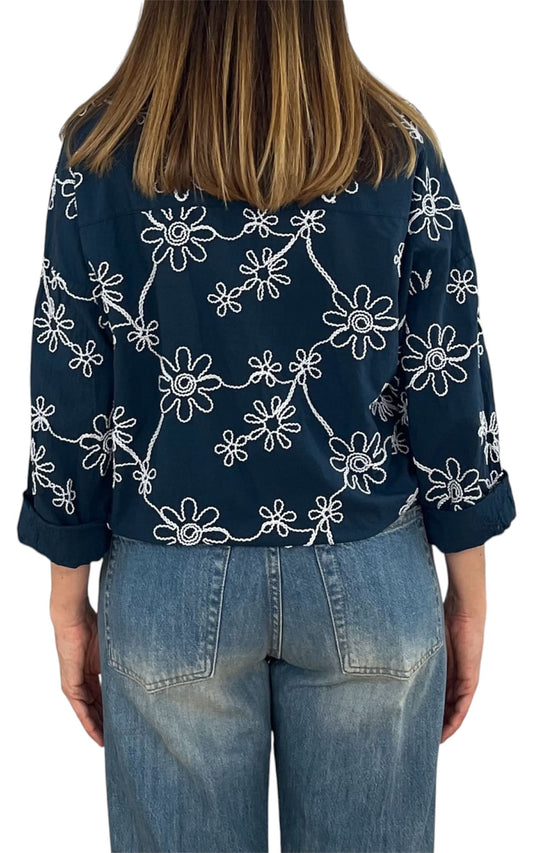 Off-on - Camicia ricamo - Blu