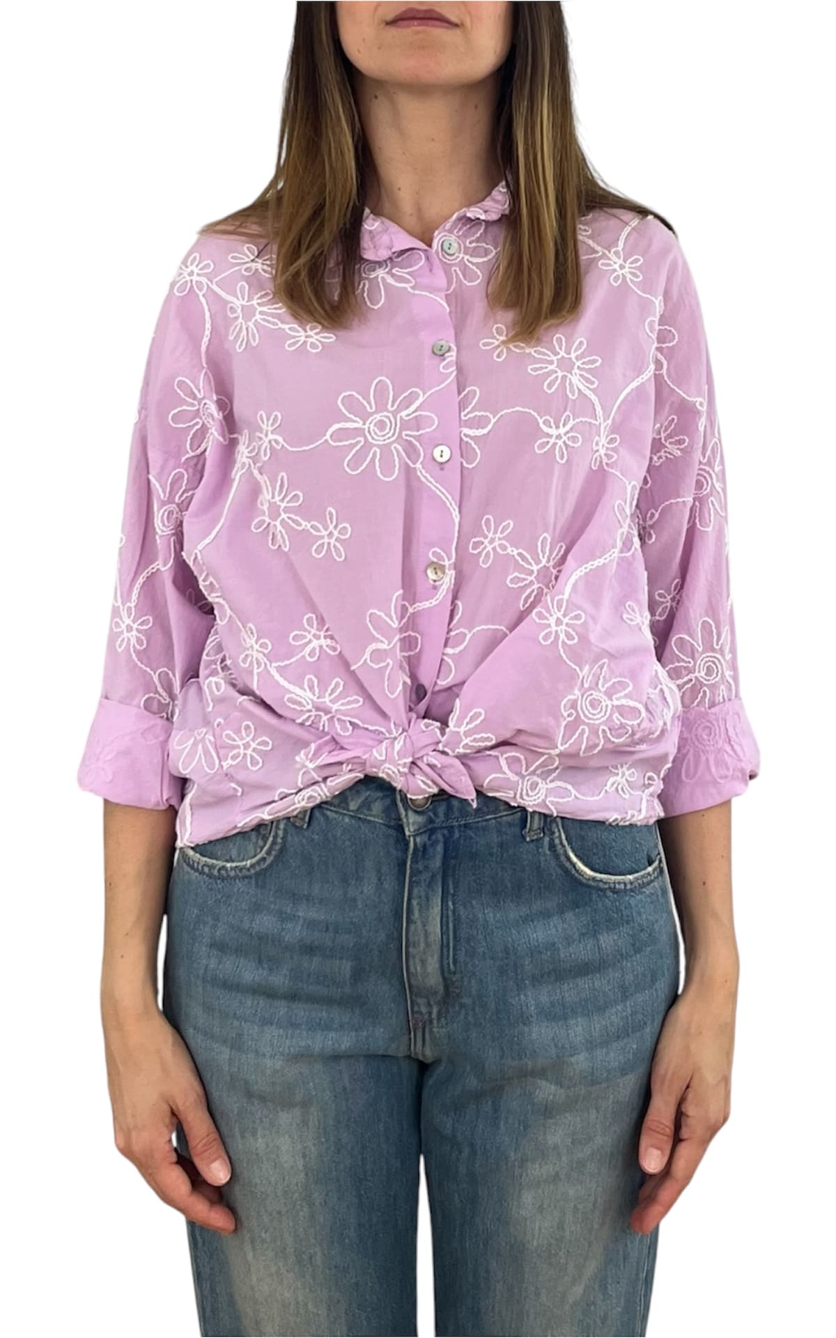 Off-on - Camicia ricamo - Rosa