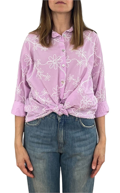 Off-on - Camicia ricamo - Rosa
