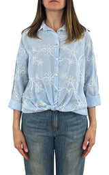 Off-on - Camicia ricamo - Celeste