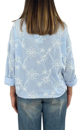 Off-on - Camicia ricamo - Celeste