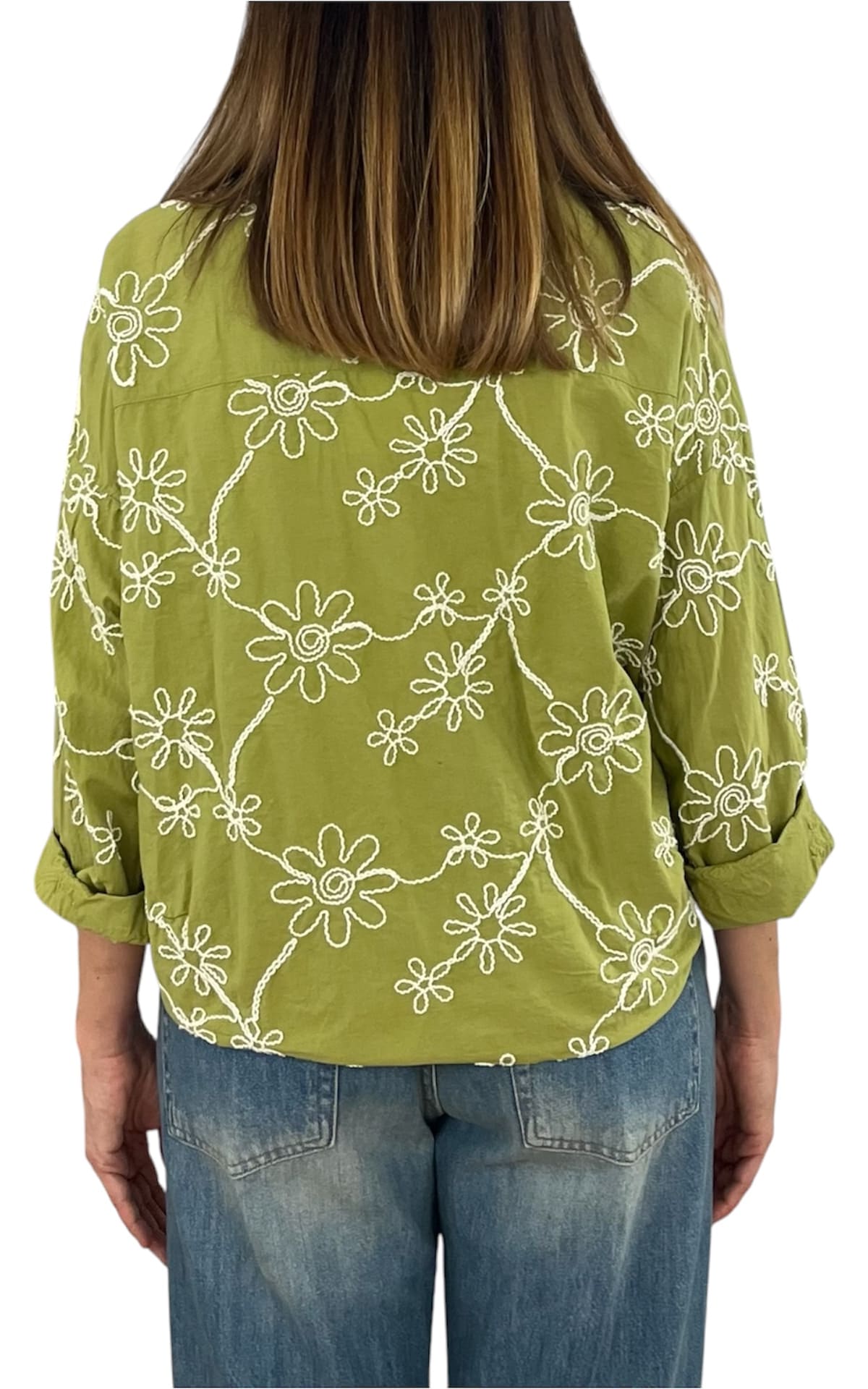 Off-on - Camicia ricamo - Verde