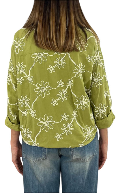 Off-on - Camicia ricamo - Verde