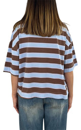Off-on - T-shirt riga - Celeste