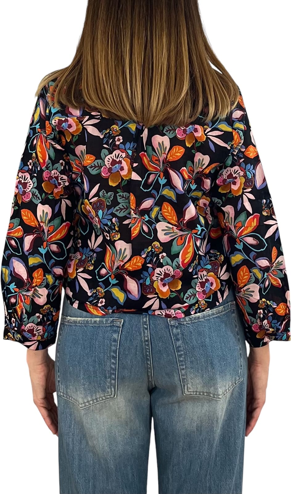 Palme - Camicia mussola fantasia - Nero