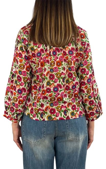 Palme - Camicia mussola fantasia - fucsia