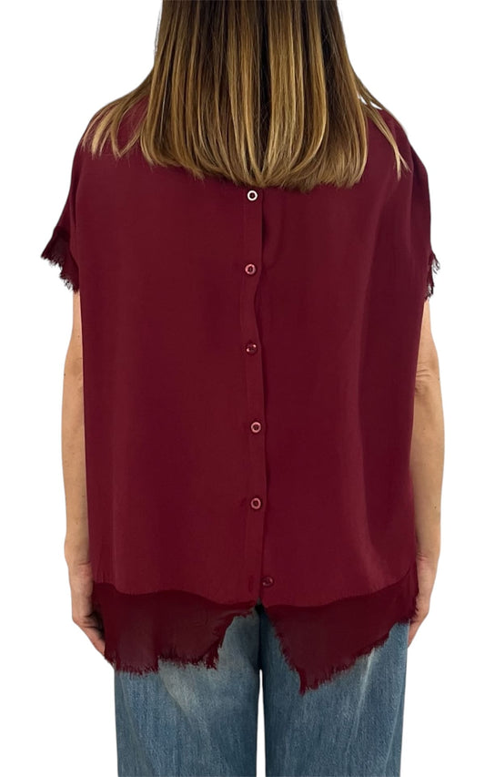 Off-On - Blusa sfrangiata - Burgundi