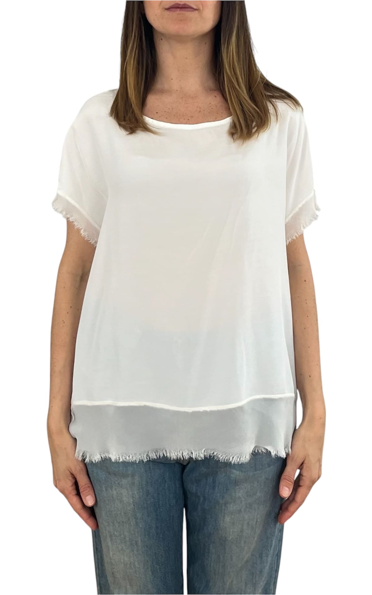 Off-On - Blusa sfrangiata - Bianco