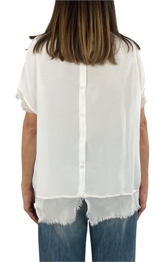 Off-On - Blusa sfrangiata - Bianco