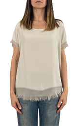 Off-On - Blusa sfrangiata - Beige
