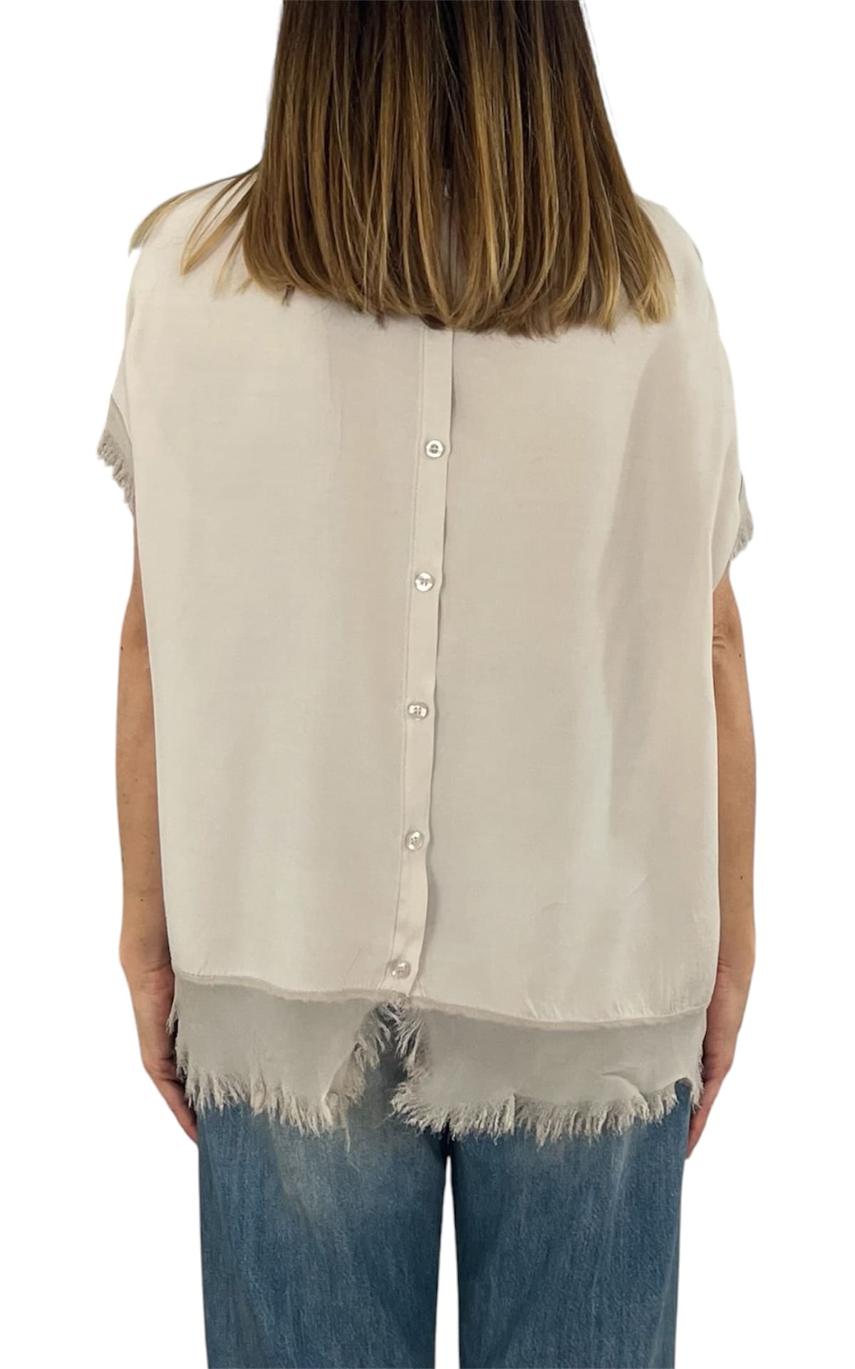 Off-On - Blusa sfrangiata - Beige