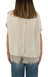 Off-On - Blusa sfrangiata - Beige