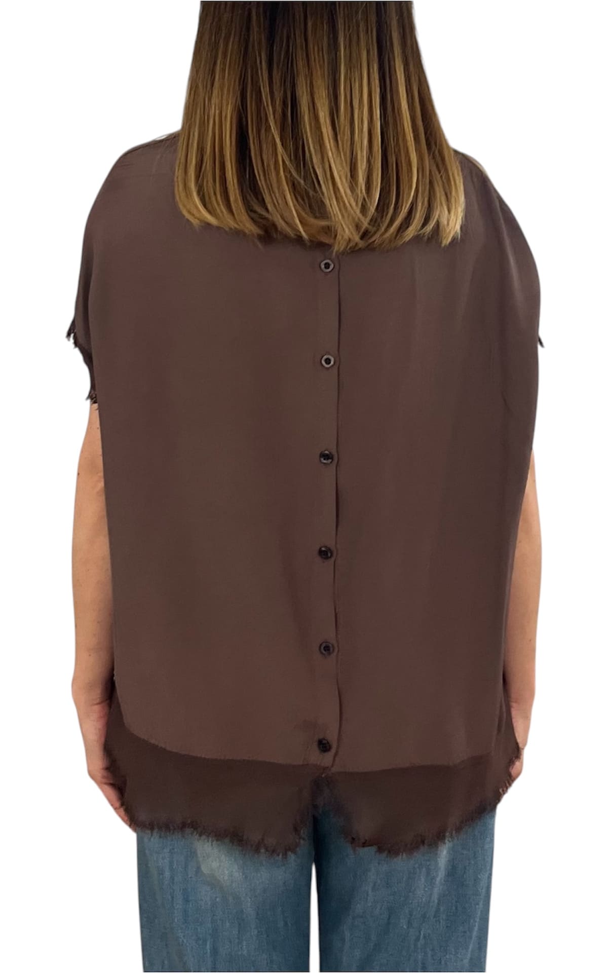 Off-On - Blusa sfrangiata - Moro