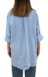 Off-on - Camicia lino - Celeste