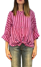 Off-on - Camicia rigata - Magenta