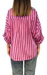 Off-on - Camicia rigata - Magenta