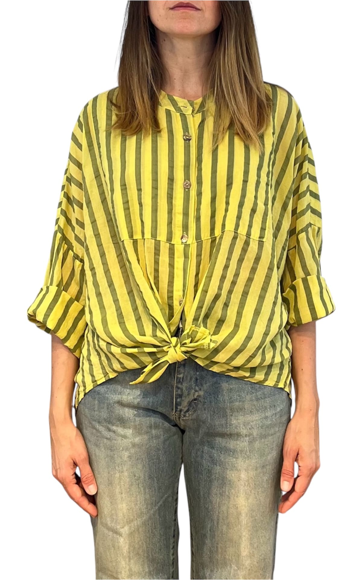 Off-on - Camicia rigata - Lime