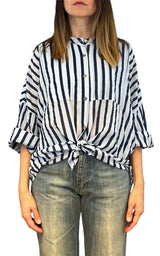 Off-on - Camicia rigata - Blu