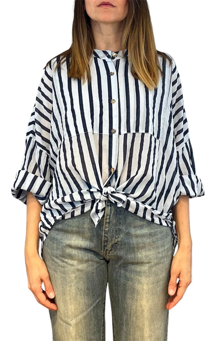 Off-on - Camicia rigata - Blu