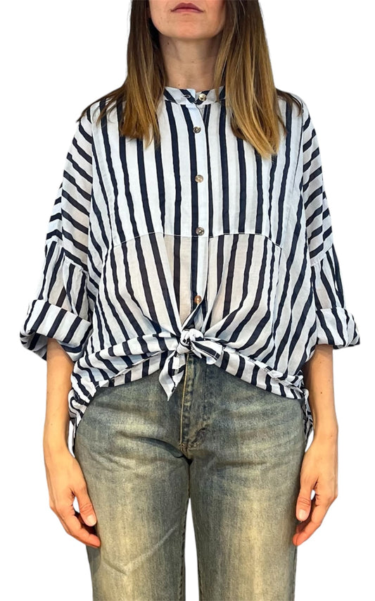 Off-on - Camicia rigata - Blu