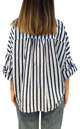 Off-on - Camicia rigata - Blu