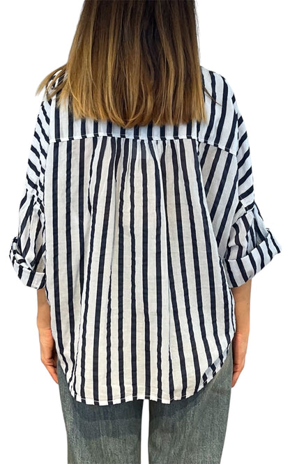 Off-on - Camicia rigata - Blu