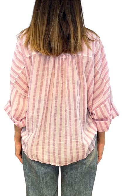 Off-on - Camicia rigata - Rosa