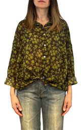 Off-on - Camicia fantasia foglie - Moro/verde