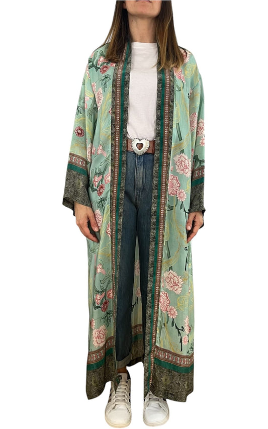 Wu'Side - Kimono lungo sfoderato - Verde acqua