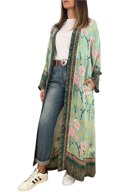 Wu'Side - Kimono lungo sfoderato - Verde acqua